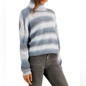 Hooked Up t Juniors’ Spacedye-Striped Turtleneck Sweater, Grey Ombre Size XL